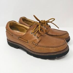 Samuel Hubbard Free Tan Leather Boat Shoes Mens 10 Lug Sole Made in Portugal